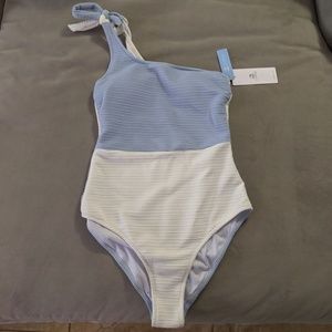 Women's Blue One Shoulder One-Piece Swimsuit